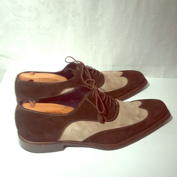 MEZLAND Quality Tu-Toned Brown & Beige Suede Shoes main image 8
